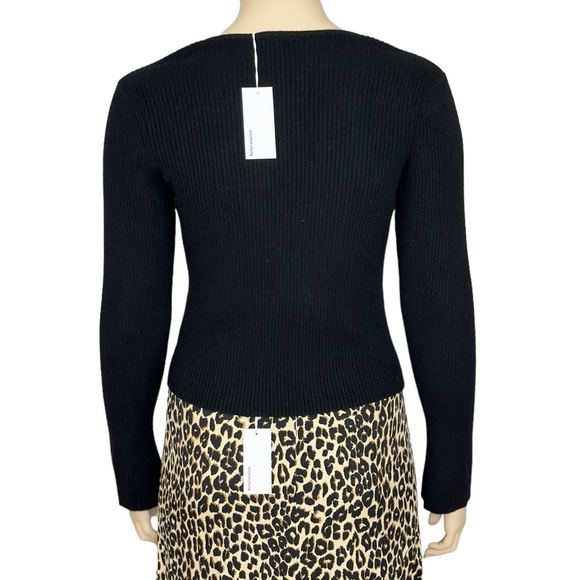 REFORMATION Glenna Ribbed Cashmere Sweater, Black, 2X - Picture 5 of 9